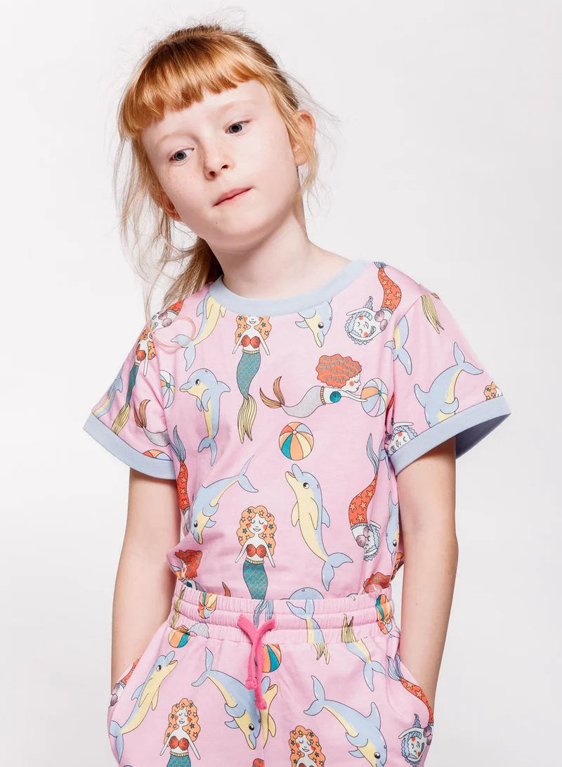 سموفولك تيشيرت بحورية البحر والدلافين